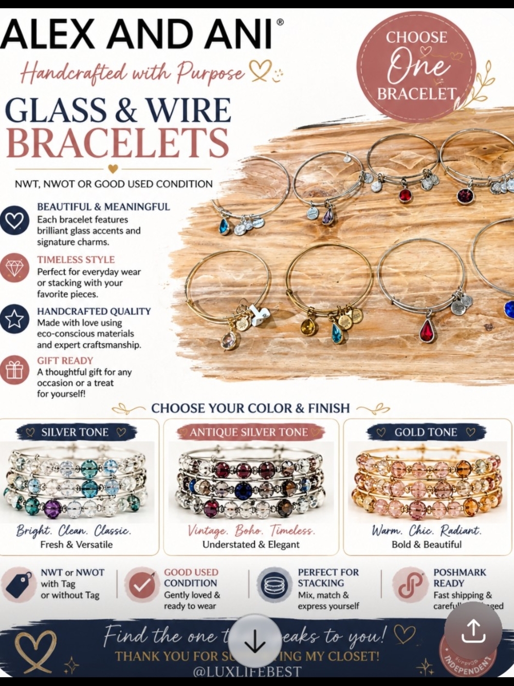 Alex and Ani Gold Tone Bracelet with Multicolored Glass Accents